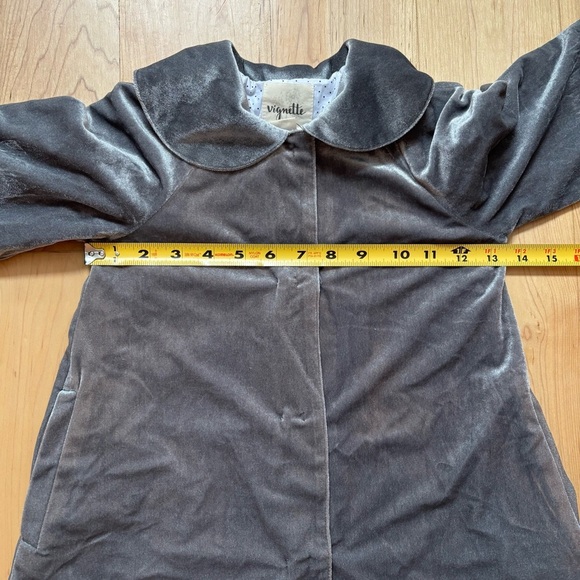 NEW Vignette Jane Gray Silver Velvet Coat with Peter Pan Collar - Picture 8 of 10